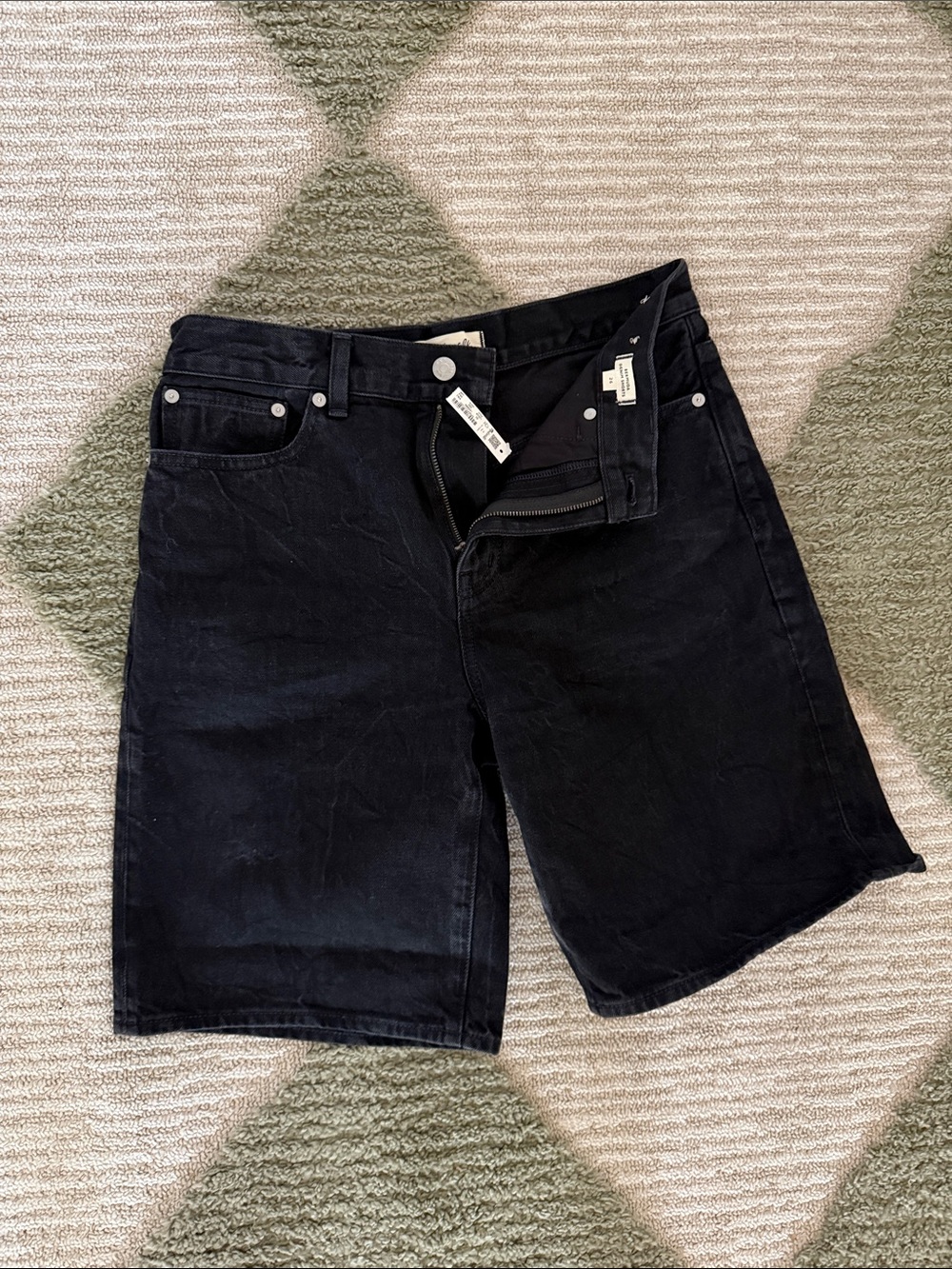 Madewell Black High-Rise Denim Bermuda Shorts